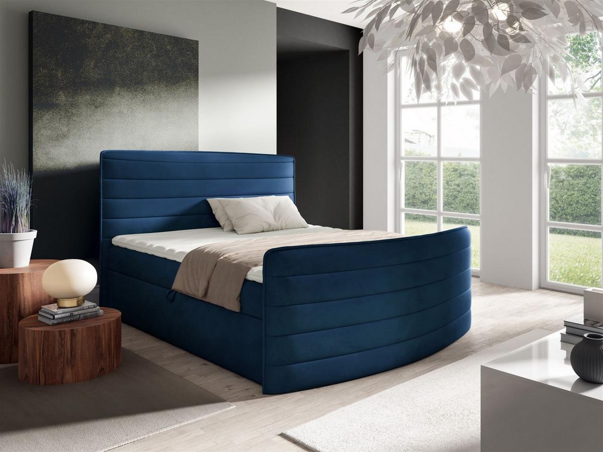 BOXBETT Ambra In Elisa Velvet - Blau, Holzwerkstoff/Textil (120/200cm) - Fun Möbel