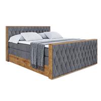 BOXSPRINGBETT mit Matratze H3|H4 und Lattenrost - LOLLI5-Z KING-200x200 - Dunkelgrau Casablanca - Dunkelgrau, Holzwerkstoff (200/200cm) - ALTDECOR
