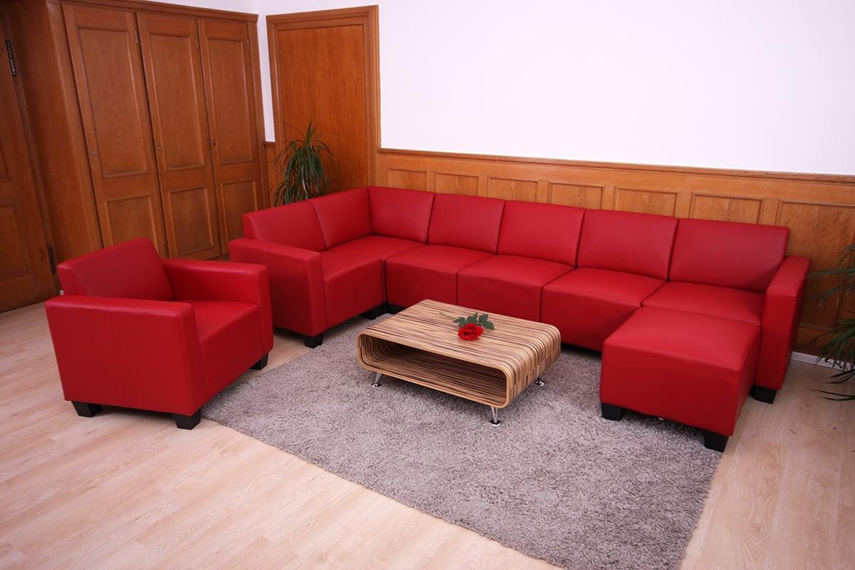 COUCH-GARNITUR Rot - Rot, Textil (288/76/216cm) - MCW