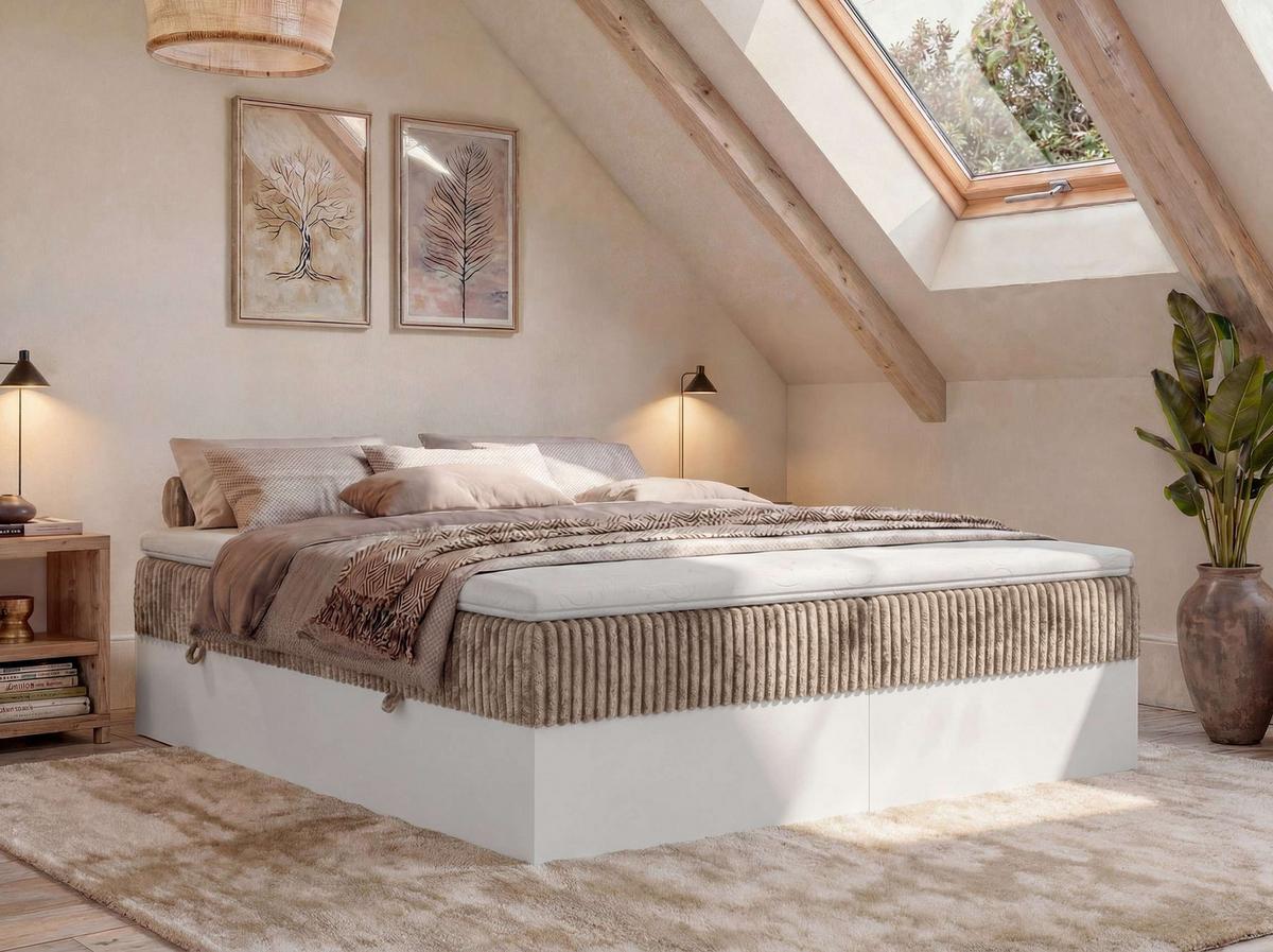 BOXBETT TRAVIT ZERO 140/200 - Braun Cord - Topper T25 - H4 - Schwarz/Braun, Kunststoff/Textil (140/200cm) - MKS