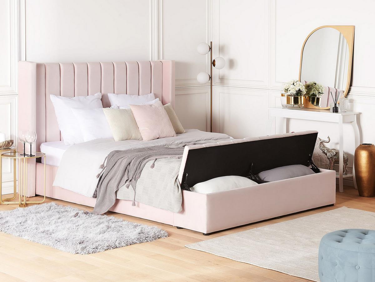 WASSERBETT 160x200 cm Rosa Noyers - Pink, Textil (160/200cm) - Beliani