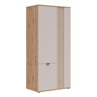 SCHRANK 3 Türen Ezra Kaschmir und Holz - Beige, Holzwerkstoff (90.5/195.5/56cm) - Petits-meubles