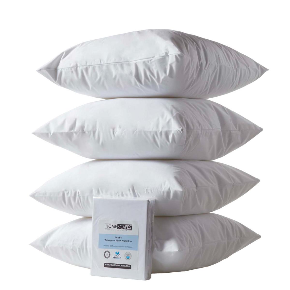 KISSENSCHONER wasserdicht 65/65 cm, 4er-Set mit Reißverschluss - Weiß, Textil (65/65cm) - Homescapes