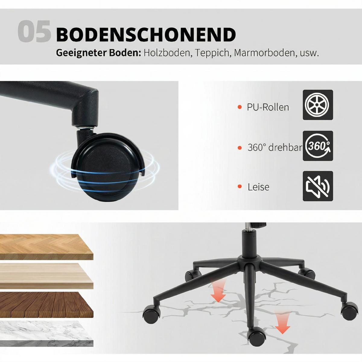 HOMEOFFICE-STUHL Polyester Beige - Beige/Schwarz, Textil/Metall (62/93/67cm) - HOMCOM