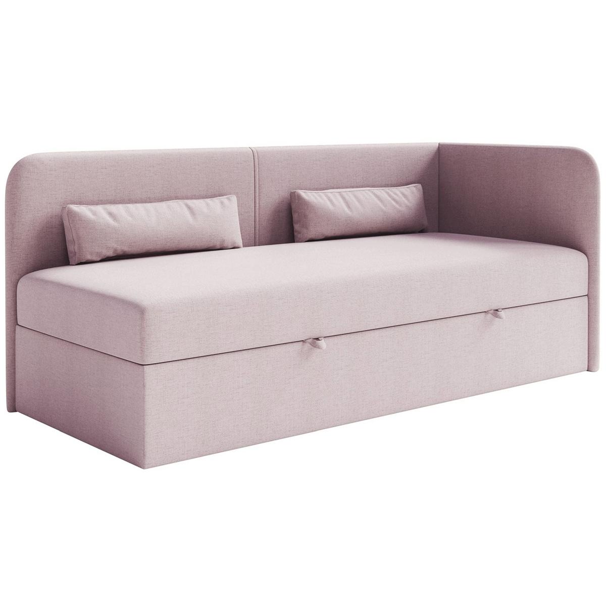 JUGENDBETT Calmmo Rosa mit Chenille-Bezug, Kopfteil rechts - Pink, Textil (90/200cm) - Selsey