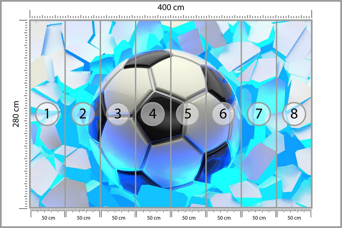 FOTOTAPETE Fußball Abstraktion 3D Effekt 400x280 - Schwarz/Weiß, Papier (400/280cm) - Muralo