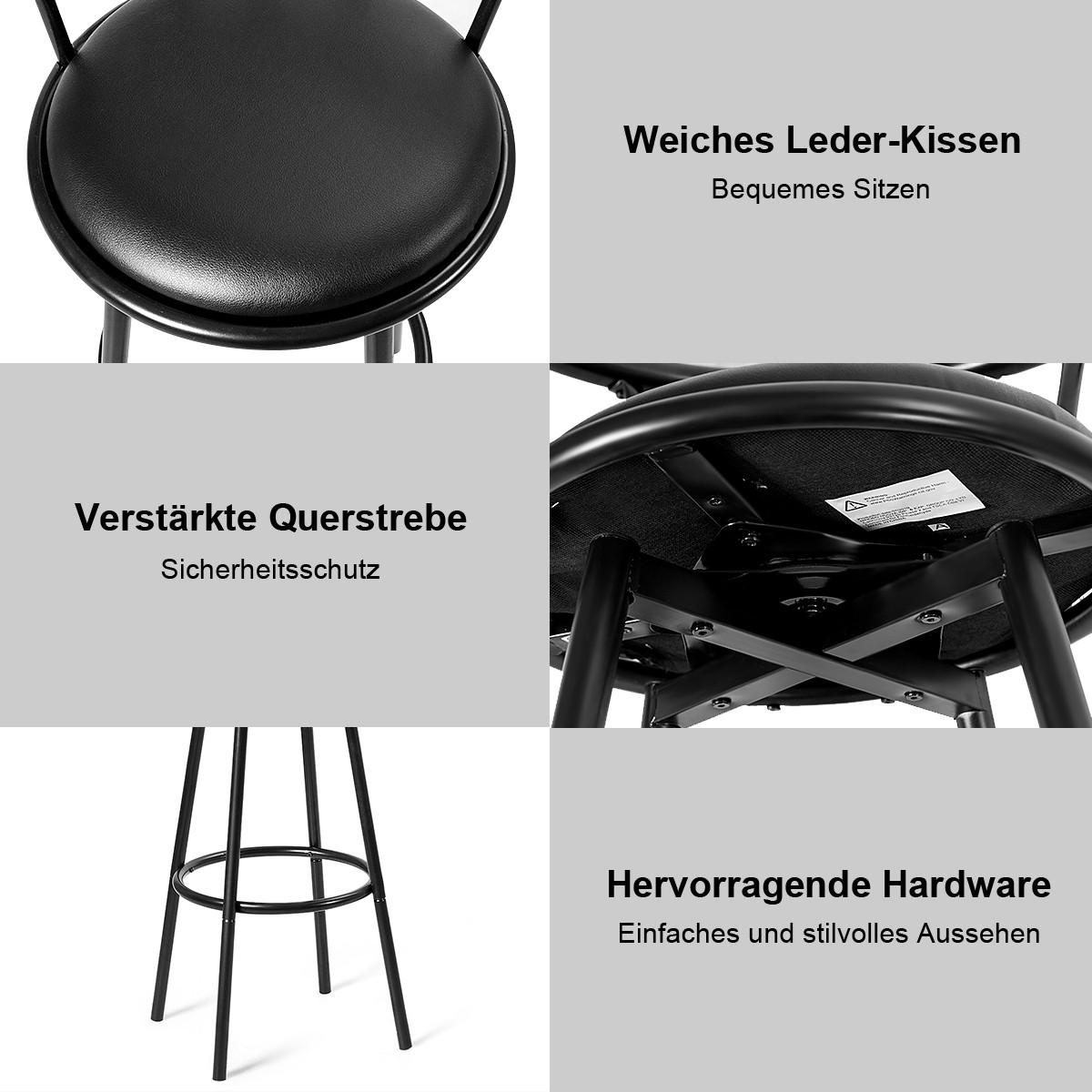 BARHOCKER Schwarz(2er-Set) - Schwarz, Metall (56/102/39cm) - COSTWAY