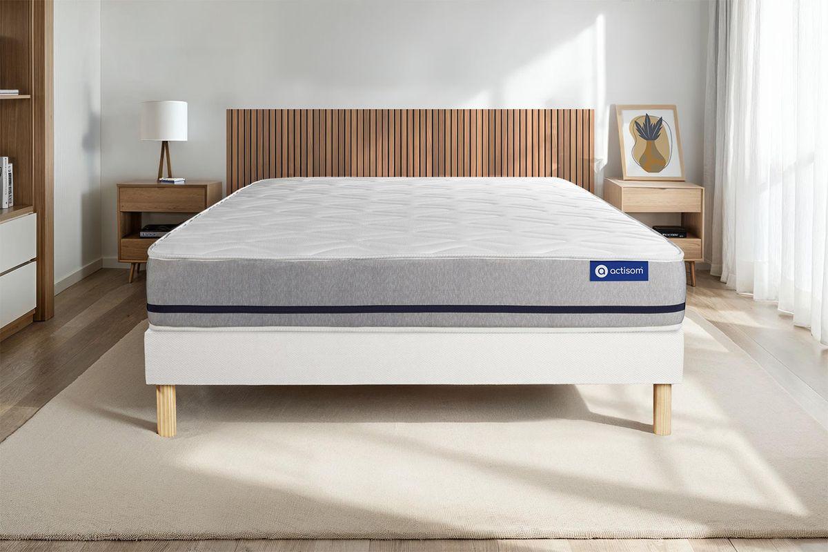 BETT Actilatex soft Latex und Memory-Schaum 80 x 200 cm h2 - Kit Bettgestell Weiß - Beige/Weiß, Karton/Holz (80/200cm) - ACTISOM