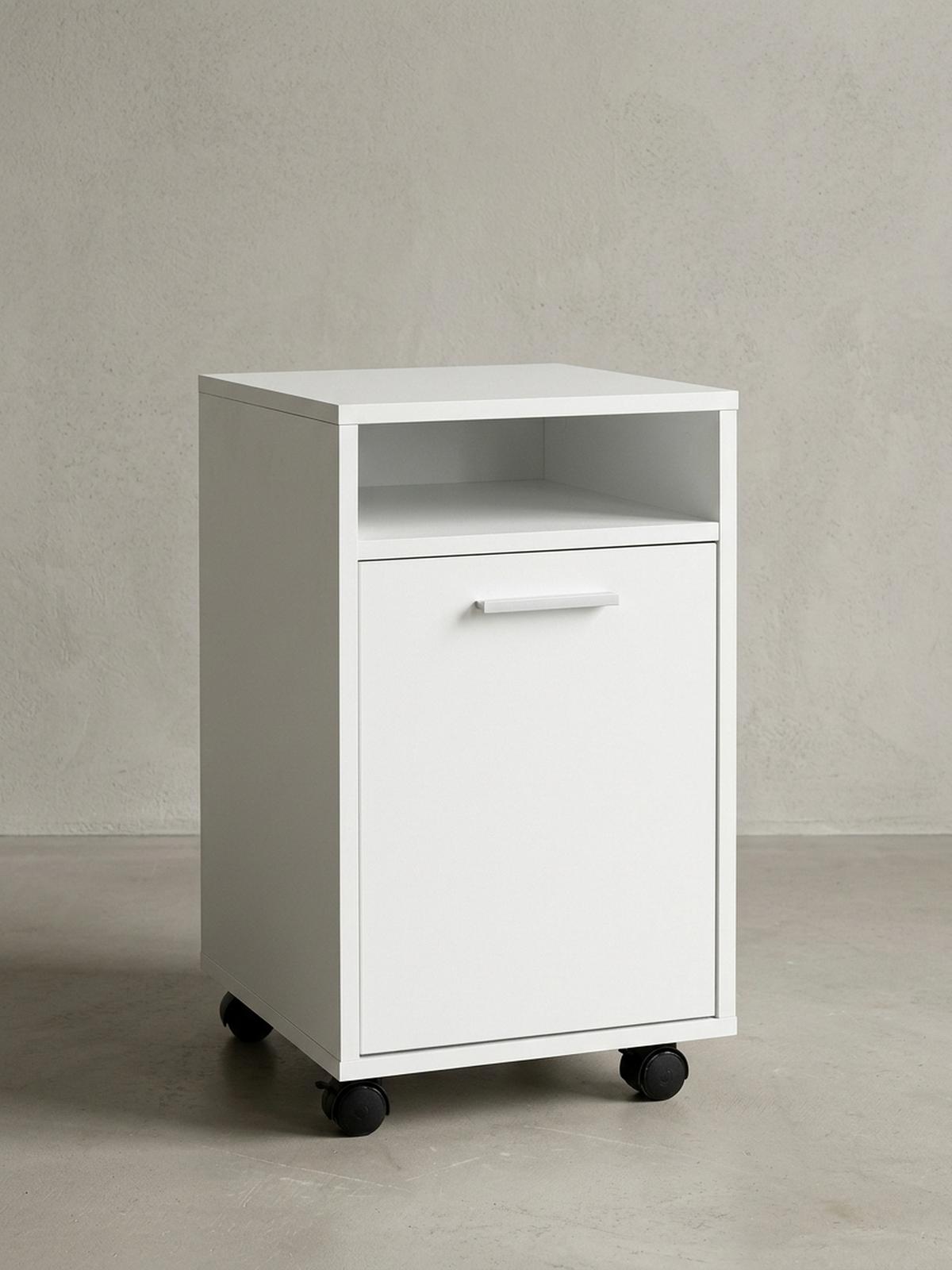 ROLLCONTAINER 2 Türfächer Ablage Rollen Mit Bremsen OSSOLA, Weiß 33x38x60 cm - Schwarz/Weiß, Holz/Kunststoff (33/60/38cm) - KADIMA DESIGN