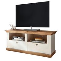 TV-LOWBOARD weiß Pinie, Eiche 150 cm, Landhaus TV Unterschrank mit Komforthöhe - Silberfarben/Eiche Wotan, Holzwerkstoff/Metall (152/64/52cm) - Furn.Design