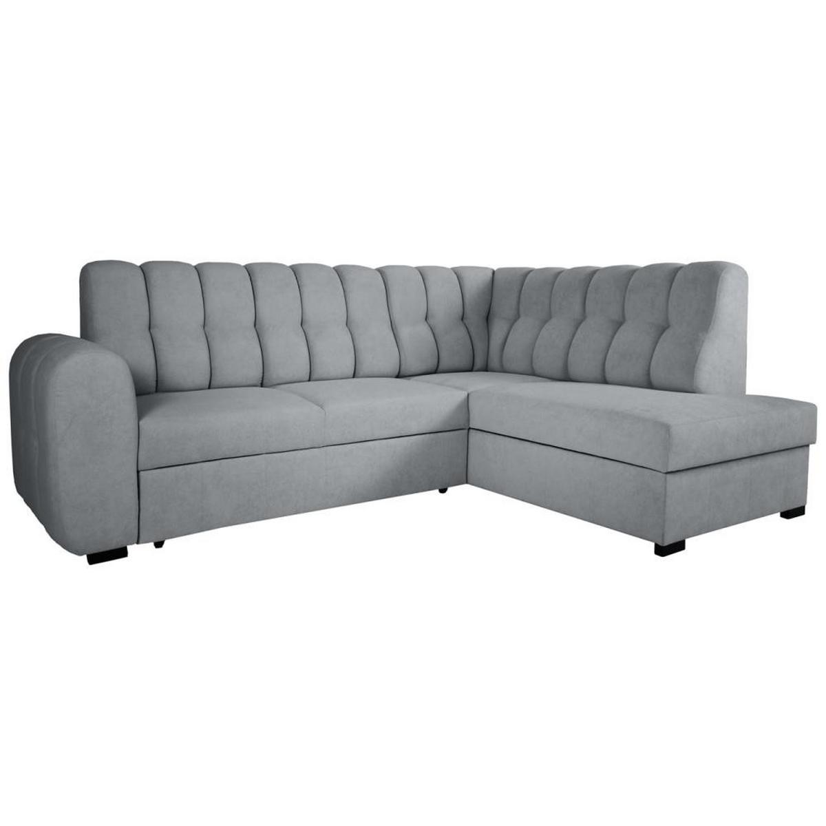 ECKSCHLAFSOFA Zoja rechts hellgrau - Hellgrau/Schwarz, Textil (261/193cm) - Beautysofa