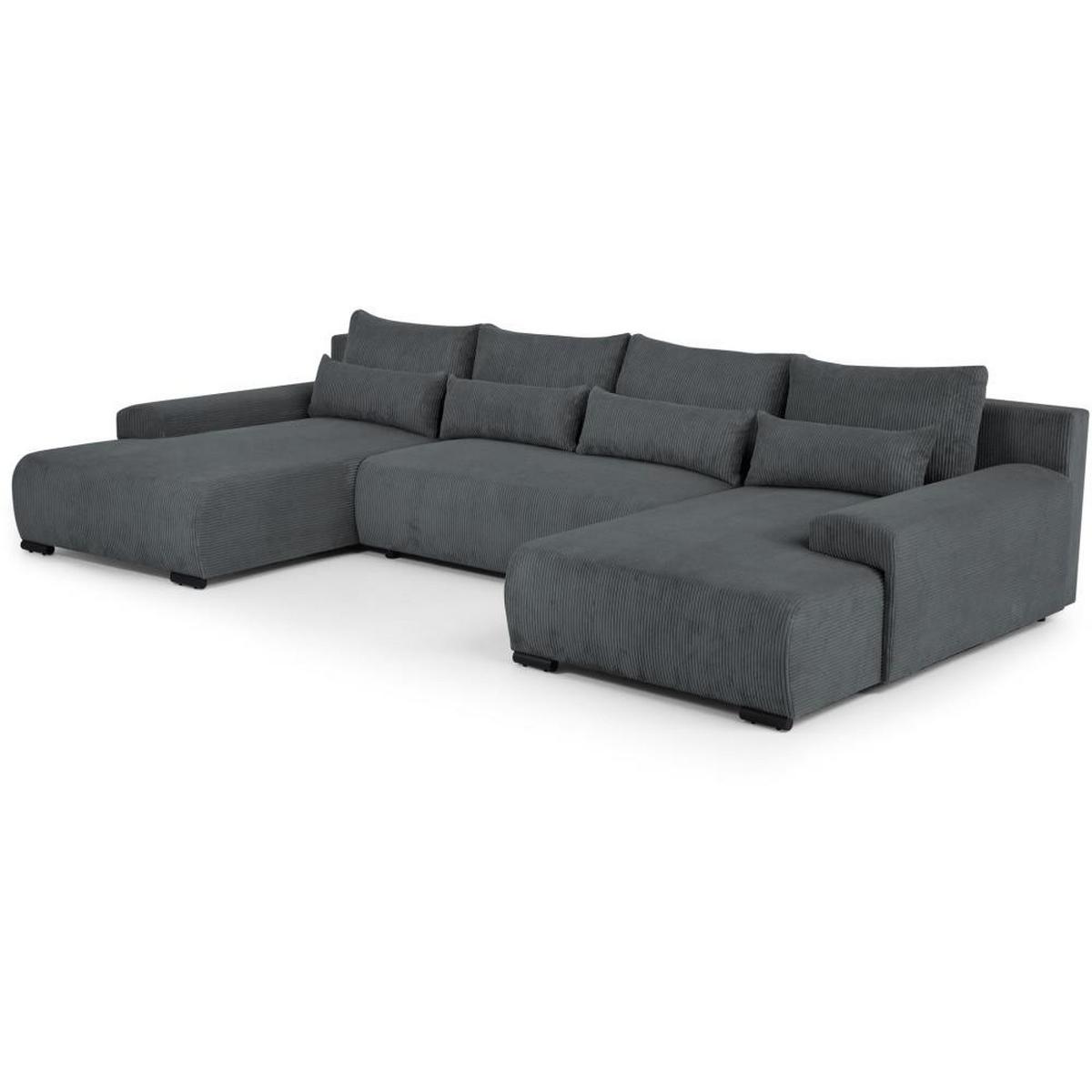 WOHNLANDSCHAFT Benny U grau - Schwarz/Grau, Textil/Metall (350/85/186cm) - Beautysofa