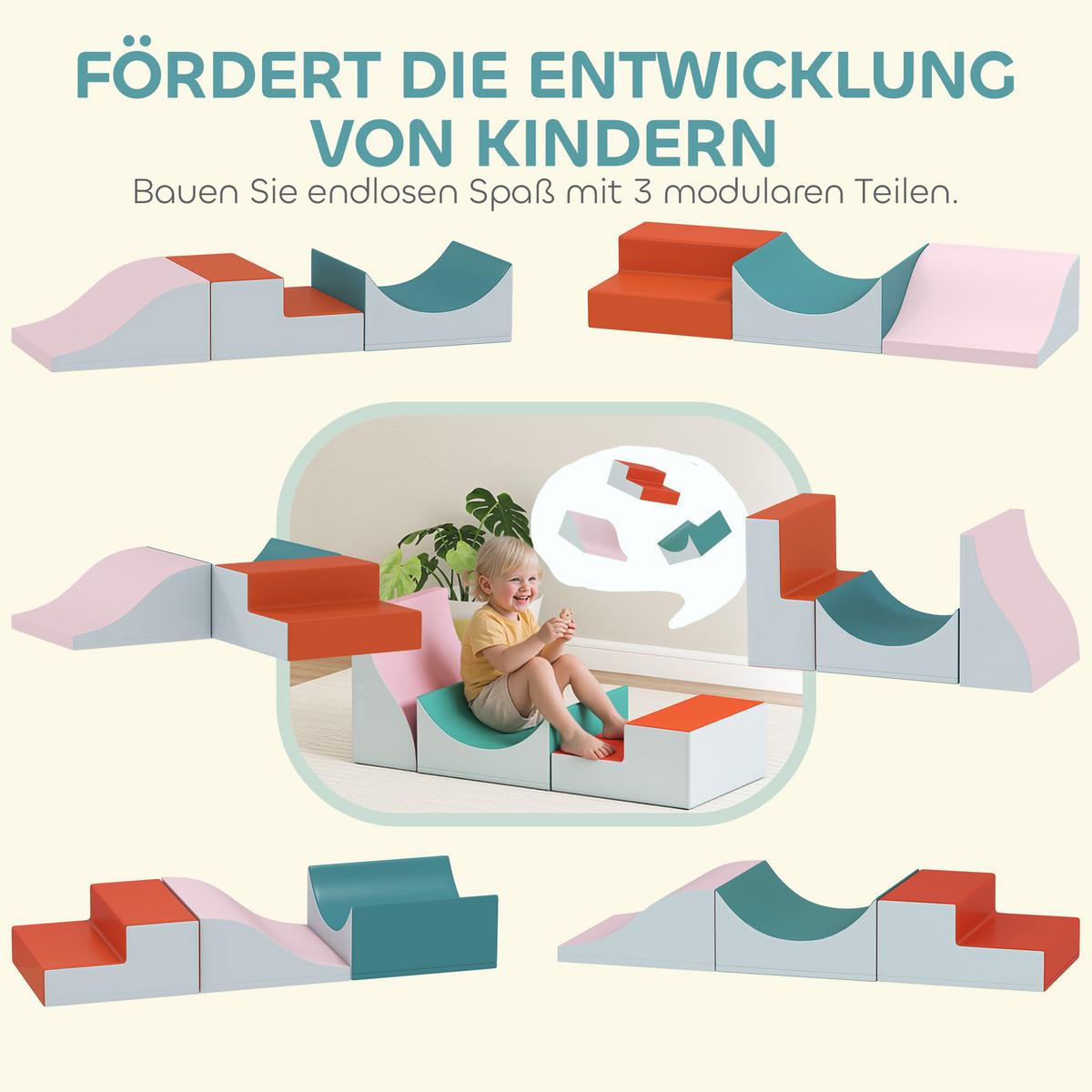 SCHAUMSTOFF Bausteine Kinder 3 Stück Klettern Riesenbausteine Hellgrau - Hellgrau, Kunststoff (45.7/141cm) - AIYAPLAY