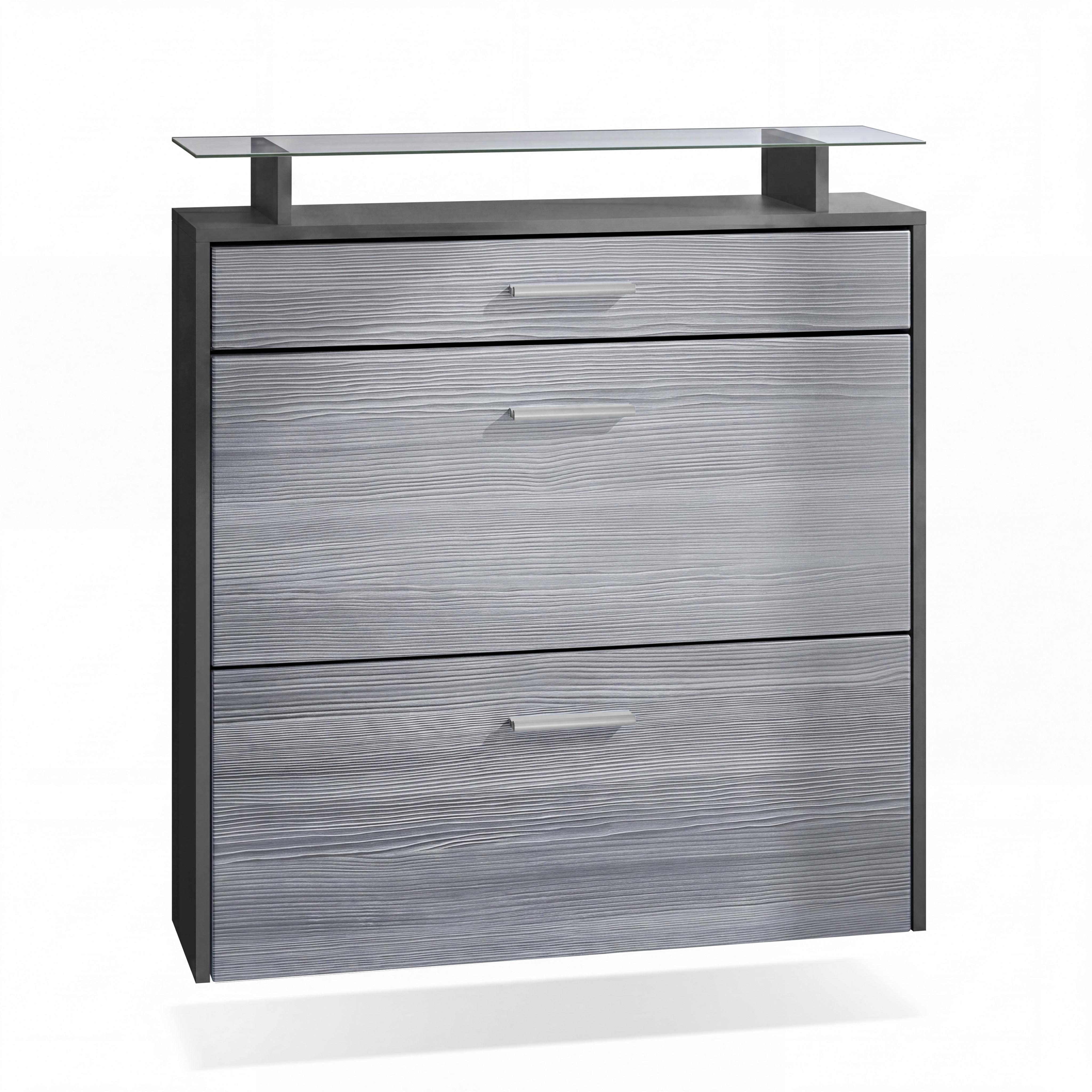 SCHUHSCHRANK Malea Fronten in Avola-Anthrazit - Anthrazit, Holzwerkstoff (89/96/23cm) - Vladon