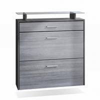 SCHUHSCHRANK Malea Fronten in Avola-Anthrazit - Anthrazit, Holzwerkstoff (89/96/23cm) - Vladon