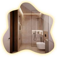 LED SPIEGEL 58 x 57,5 cm Unregelmäßige Form Warmweiß 3000K - Transparent, Glas (58/58/0.4cm) - TULUP