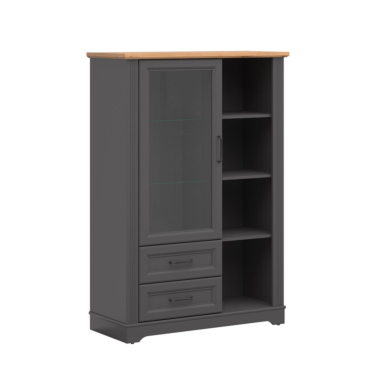 GESCHIRRSCHRANK Charlie Grau - Grau, Holzwerkstoff (100/146/42cm) - Petits-meubles