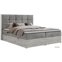 BOXBETT ALNOR 140/200 Hellgrau Velvet - Topper T25 - H3 - Hellgrau/Schwarz, Kunststoff/Textil (140/200cm) - MKS