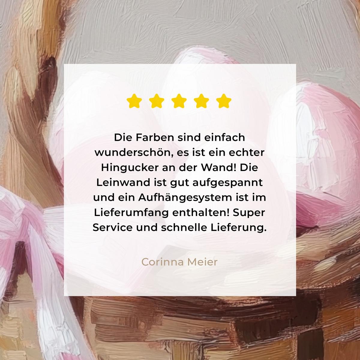 LEINWANDBILD Korb - Eier - Rosa Wandbild Wohnzimmer 50x50 cm - Beige, Textil (50/50cm) - MuchoWow