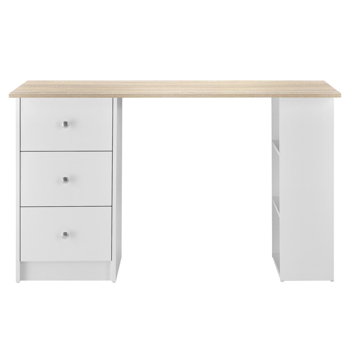 SCHREIBTISCH Lemberg - Eichefarben/Weiß, Holzwerkstoff (49/120/72cm) - [en.casa]