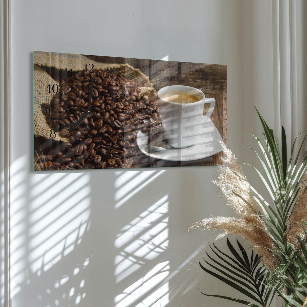 WANDUHR aus Glas 60x30 cm - Kaffee - Braun, Glas (60/30/0.4cm) - TULUP