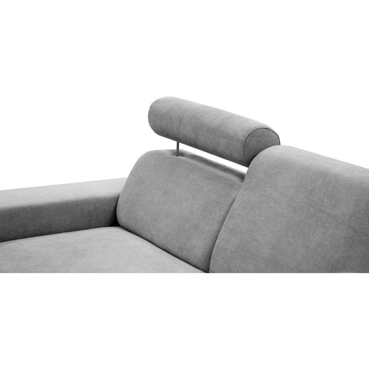 ECKSCHLAFSOFA Roma hellgrau links - Hellgrau/Schwarz, Textil (250/205cm) - Beautysofa
