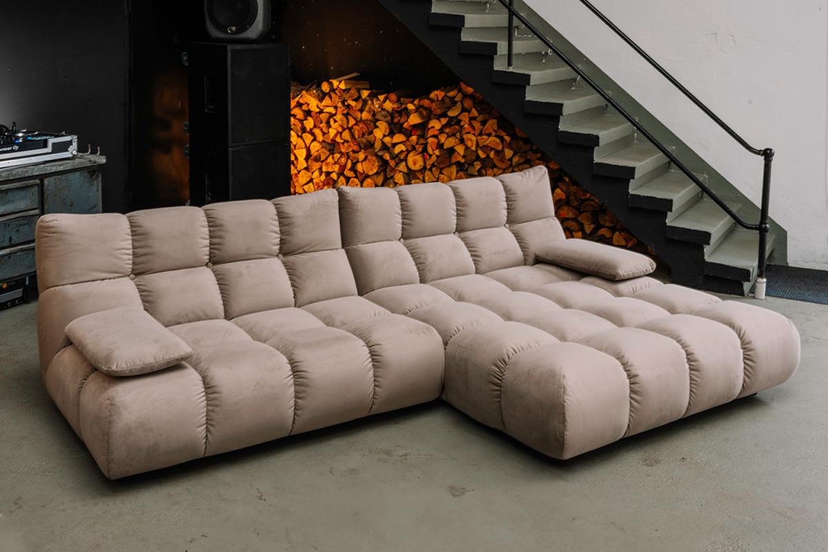 ECKSOFA VIVIEN Braun Velvet - Schwarz/Braun, Kunststoff/Textil (290/178cm) - KAWOLA