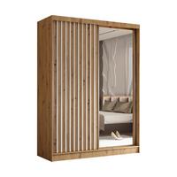 SCHWEBETÜRENSCHRANK LAMELLO 160/216/61 cm 2-türig mit Spiegel Eiche Artisan - Eiche Artisan, Holzwerkstoff (160/216/61cm) - MASSENO