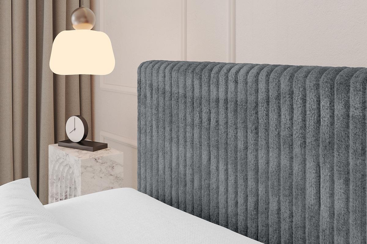BOXSPRINGBETT mit Matratze H3|H4 und Lattenrost - TOLO-Z KING 180x200 Cord - Dunkelgrau - Dunkelgrau, Holzwerkstoff (180/200cm) - ALTDECOR