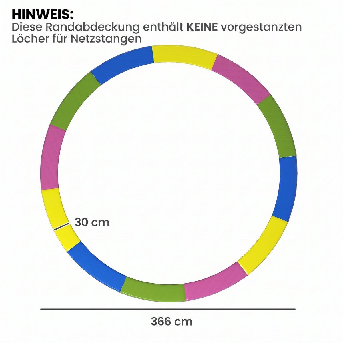 TRAMPOLIN Randabdeckung Kunststoff, PE Mehrfarbig - Blau, Kunststoff (366/366cm) - SPORTNOW