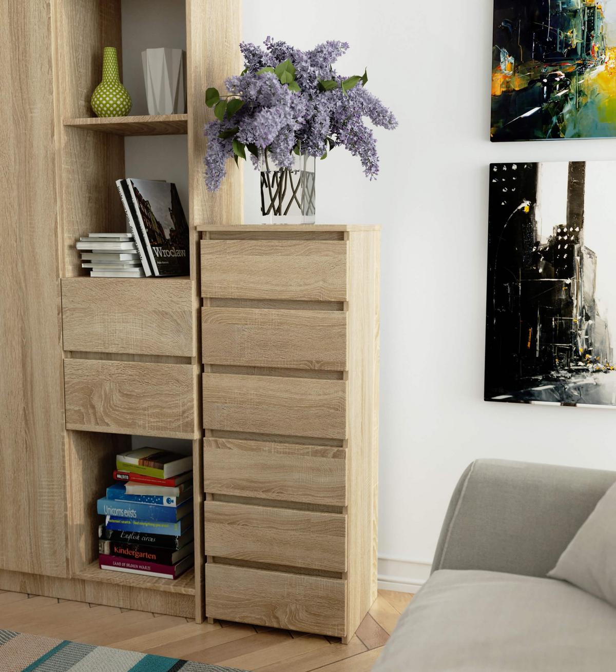 KOMMODE Eiche Sonoma 109/40/35 - Sonoma Eiche, Holzwerkstoff (40/109/35cm) - RAUMHIRSCH FURNITURE
