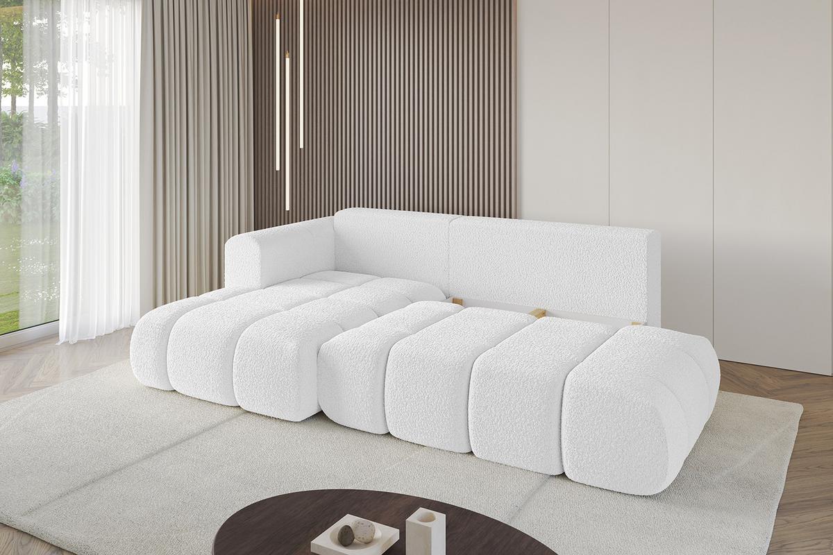 ECKSOFA Ottomane Links CLOUD-L-v1 280x185x90 Weiß Bouclé - Weiß, Holzwerkstoff/Kunststoff (180/289cm) - ALTDECOR