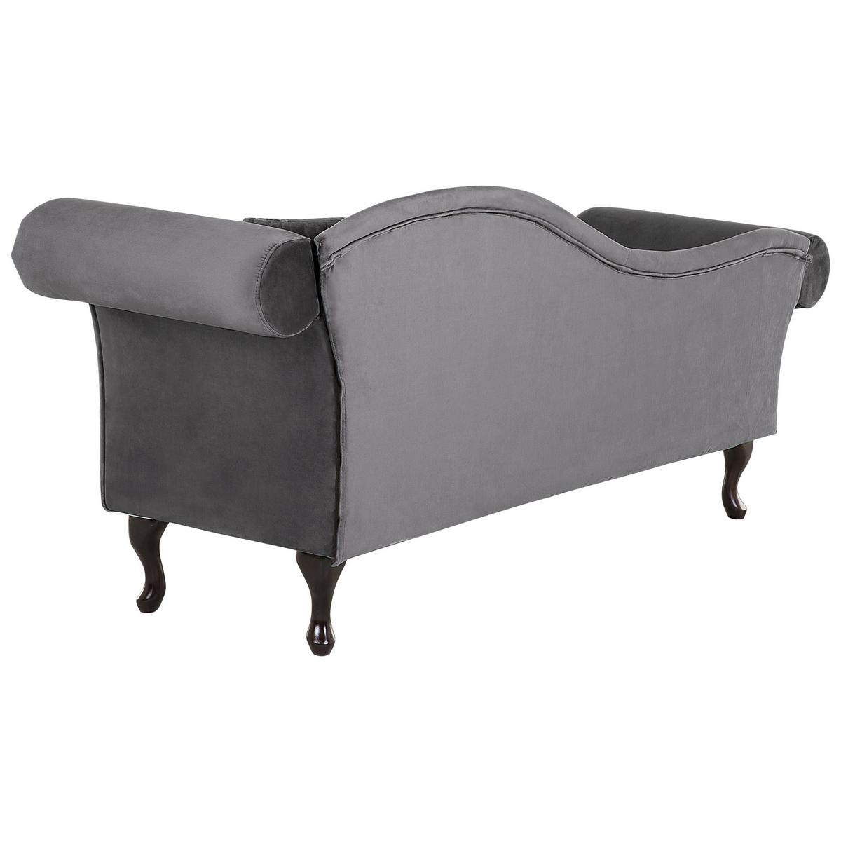 CHAISELONGUE Samtstoff grau rechtsseitig Lattes - Grau, Textil (188/87/59cm) - Beliani