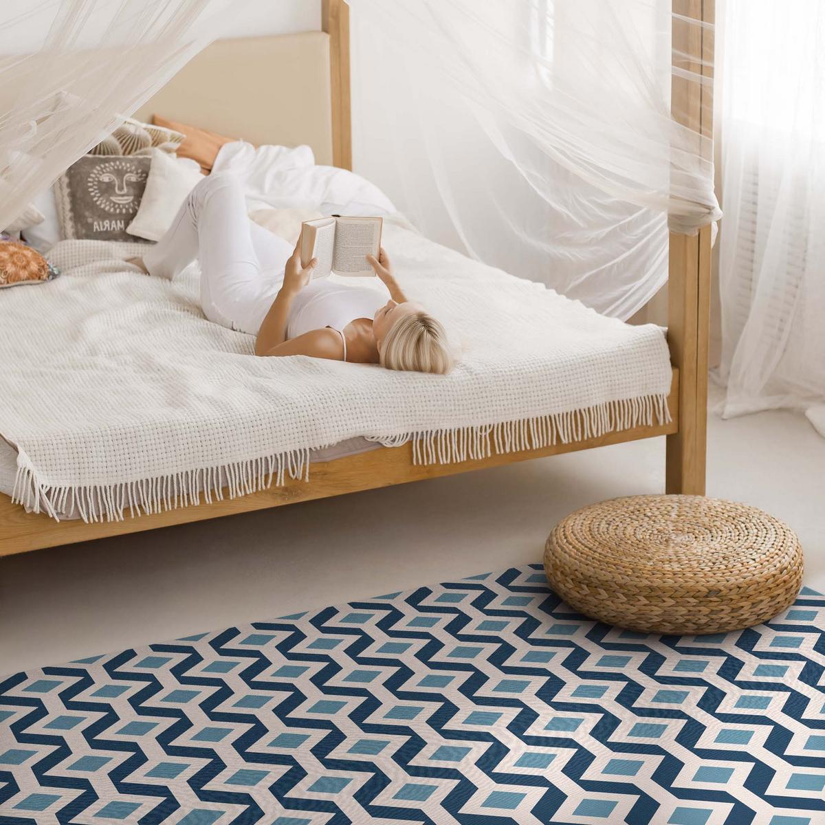 TEPPICH 100x150 cm Geometrisches Muster eines Musters - Pastellblau, Kunststoff (100/150cm) - Wallfluent