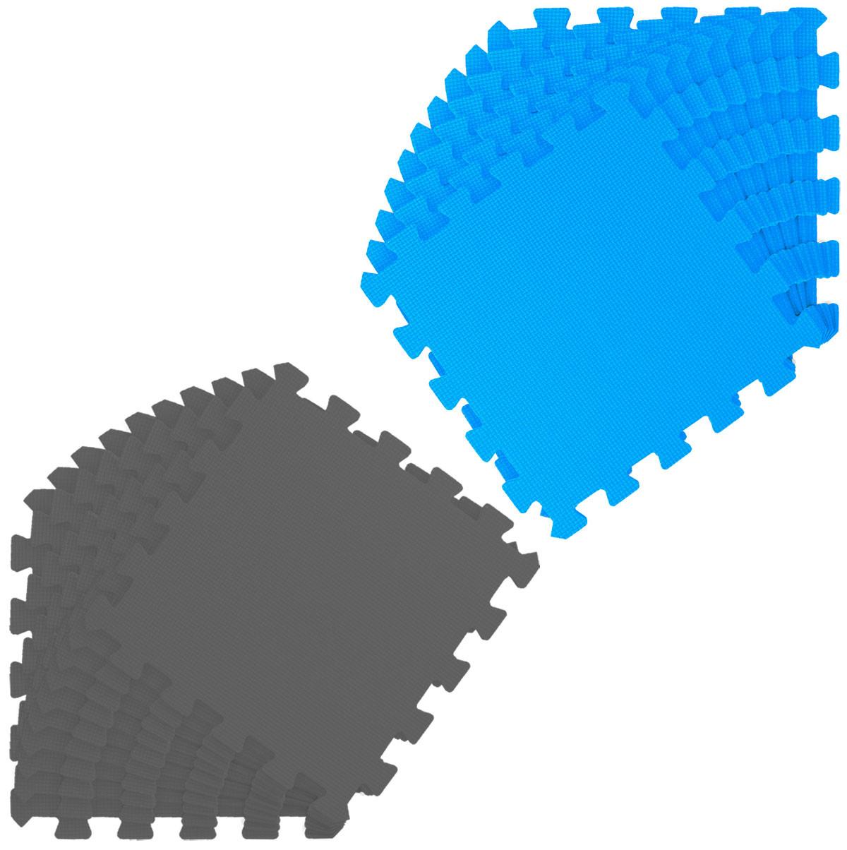 SPIELMATTE ab Null - 180/90/1 cm Puzzlematte Grau - Blau/Grau, Kunststoff (30/30cm) - Littletom