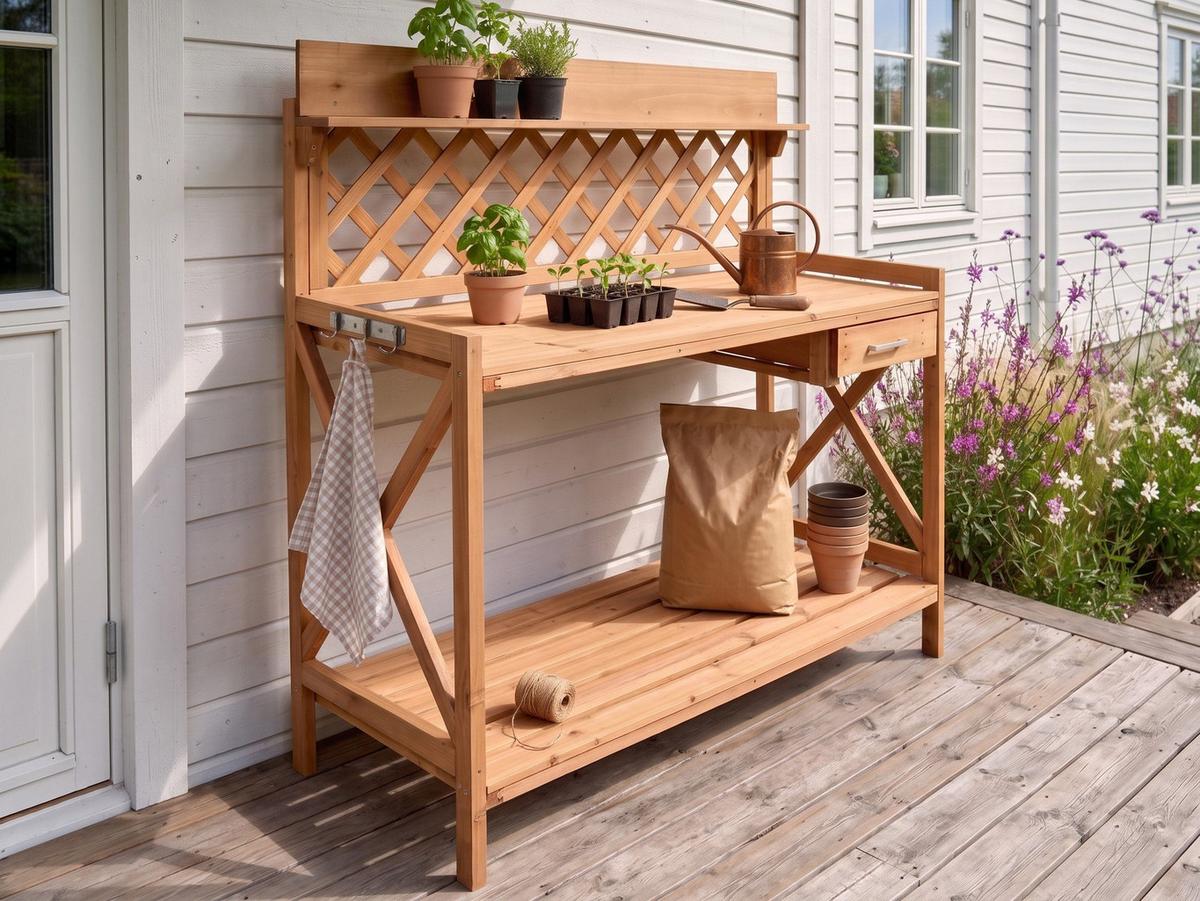 PFLANZTISCH 115/116 cm Tannenholz Hellbraun Sperlinga - Hellbraun/Braun, Holz - Beliani