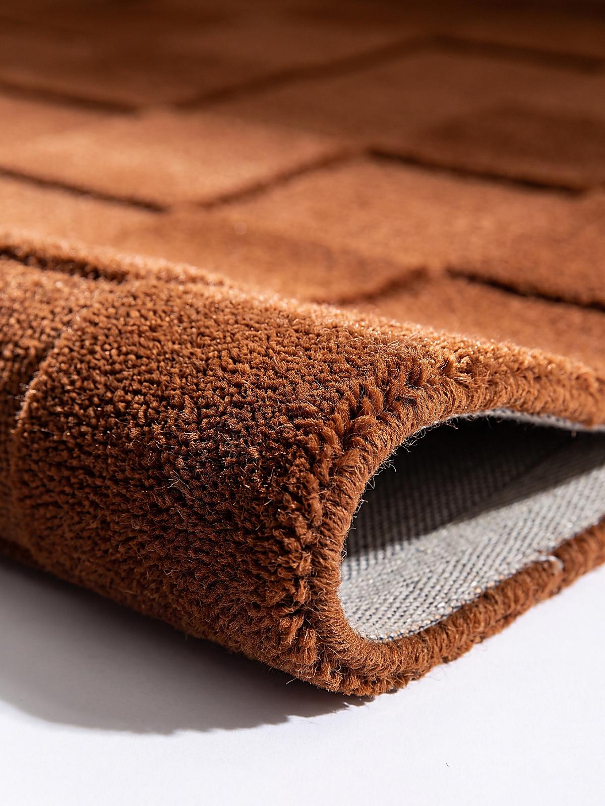 WOLLTEPPICH handgetuftet DEBEN, Schachbrettmuster, Terrakotta, 160 x 230 cm - Orange, Textil (160/230cm) - KADIMA DESIGN