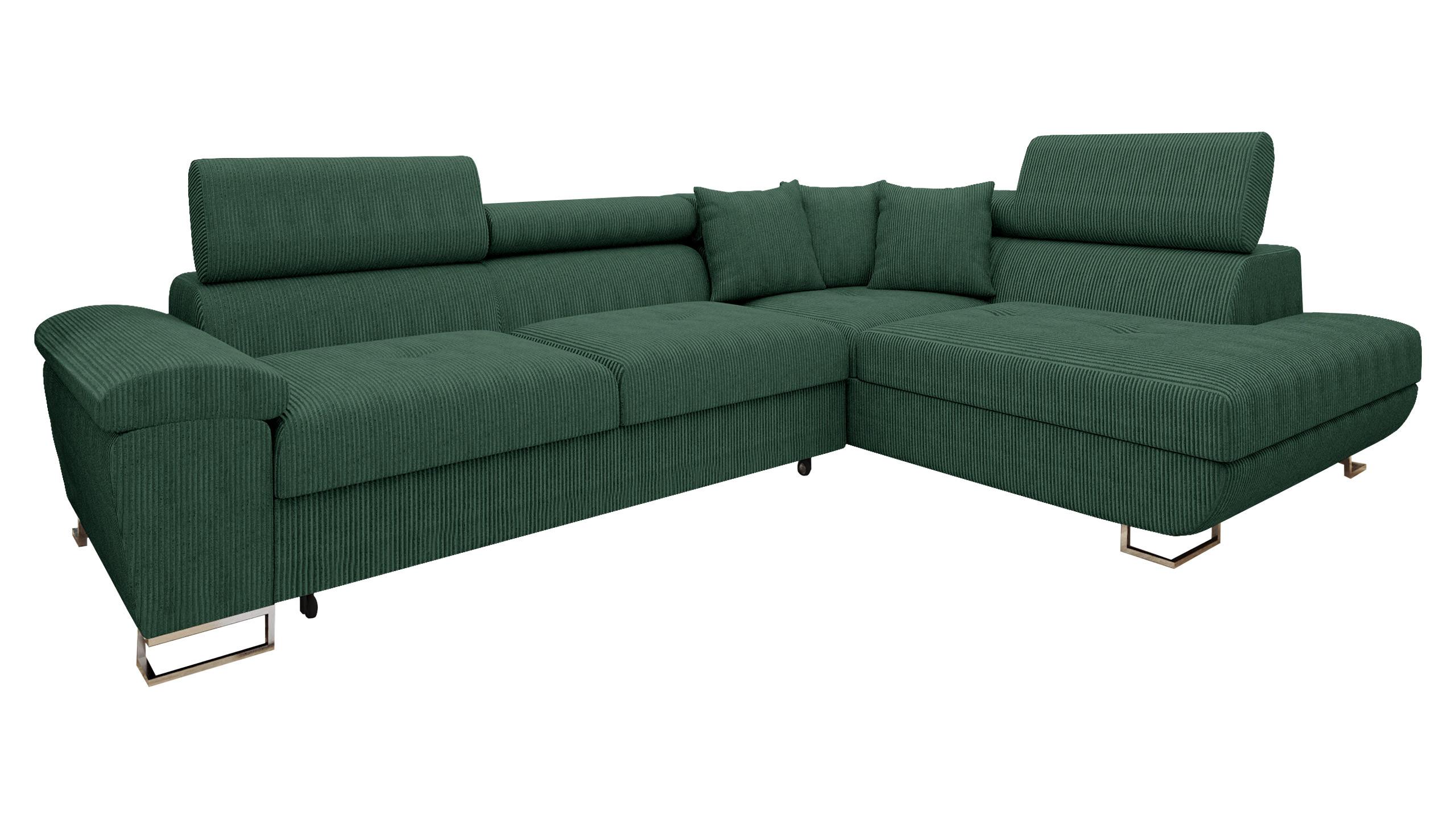 ECKSOFA Cotere Cord, Seite: Rechts - Grün, Holz/Textil (202/270cm) - MIRJAN24