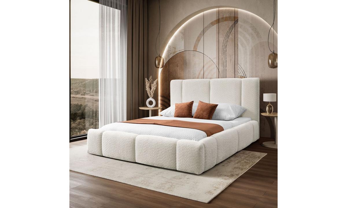 POLSTERBETT ELENA 160x200 cm Creme (Anthology 1), 34 Holzlatten, Kopfteil 108 cm - Creme, Textil (160/200cm) - Lookway