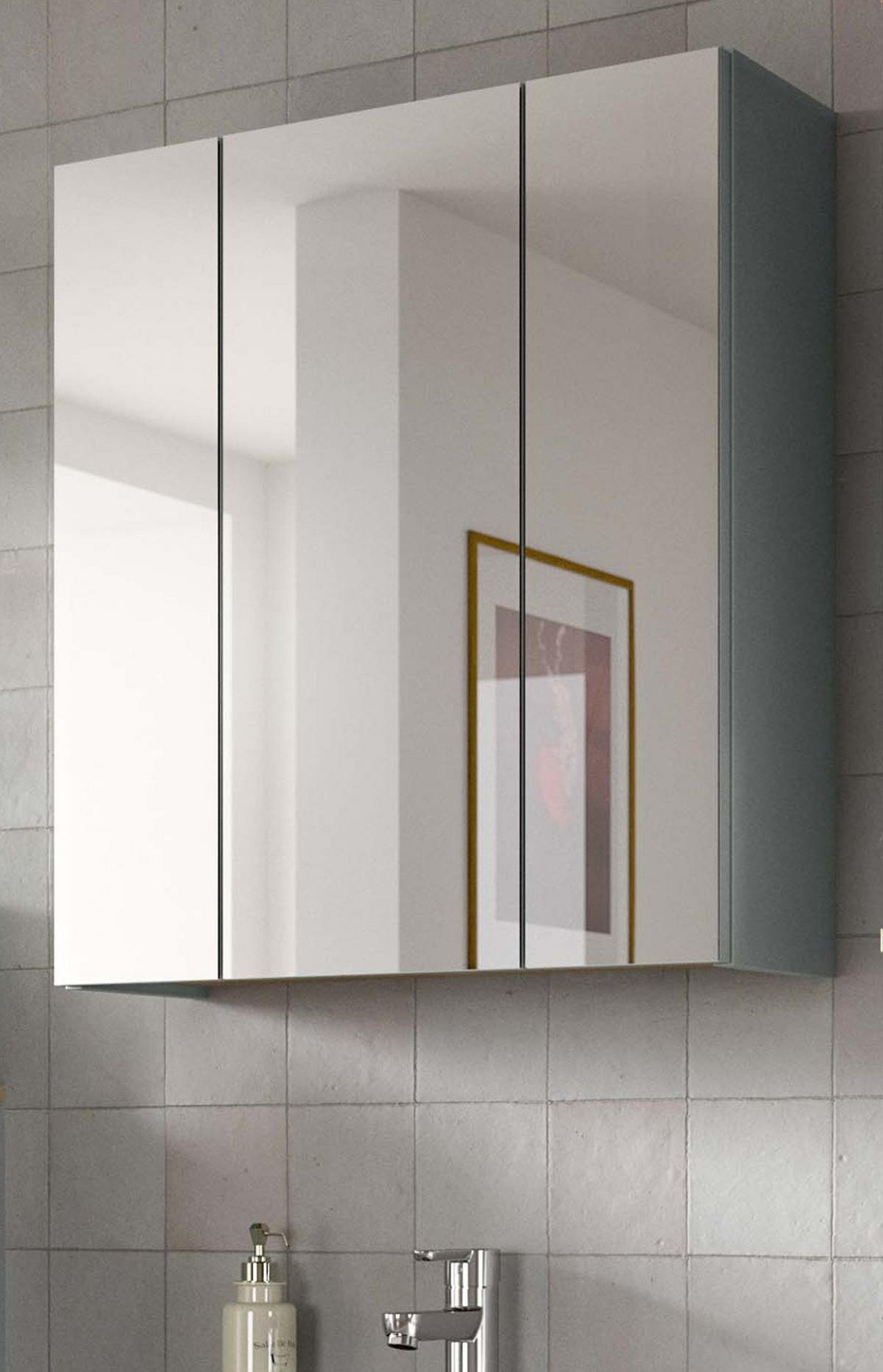 SPIEGELSCHRANK grün, Badschrank skandinavisch 3-türig 60 x 68 cm - Eichefarben/Grün, Glas/Holzwerkstoff (60/68/19cm) - Inn.Furn