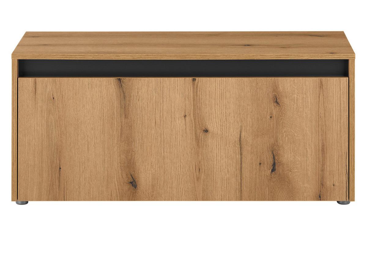 GARDEROBENBANK Evoke Eiche, grau 100 cm, Garderobe Sitzbank mit Stauraum - Eichefarben/Schwarz, Holzwerkstoff/Kunststoff (100/45/45cm) - Furn.Design