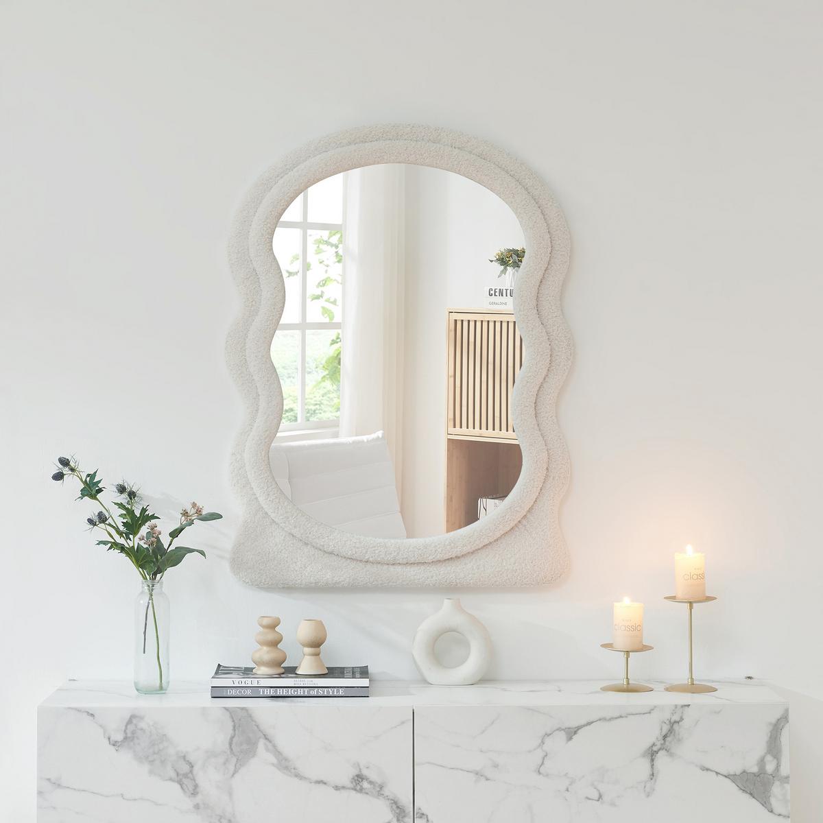 WANDSPIEGEL Brummen - Weiß, Glas/Holzwerkstoff (60/80/3cm) - [en.casa]