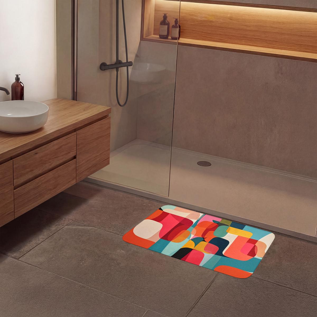 BADEMATTE Formen - Bunt - Abstrakt - Flugzeuge 80x50 cm - Multicolor, Textil (80/50cm) - OnlyWow