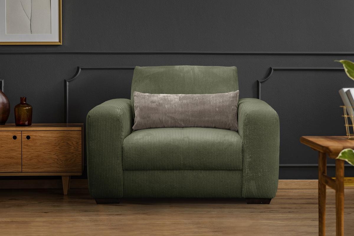 SESSEL OLI in Cordstoff olivgrün - Olivgrün, Holz/Textil (130/91/108cm) - Wozimo