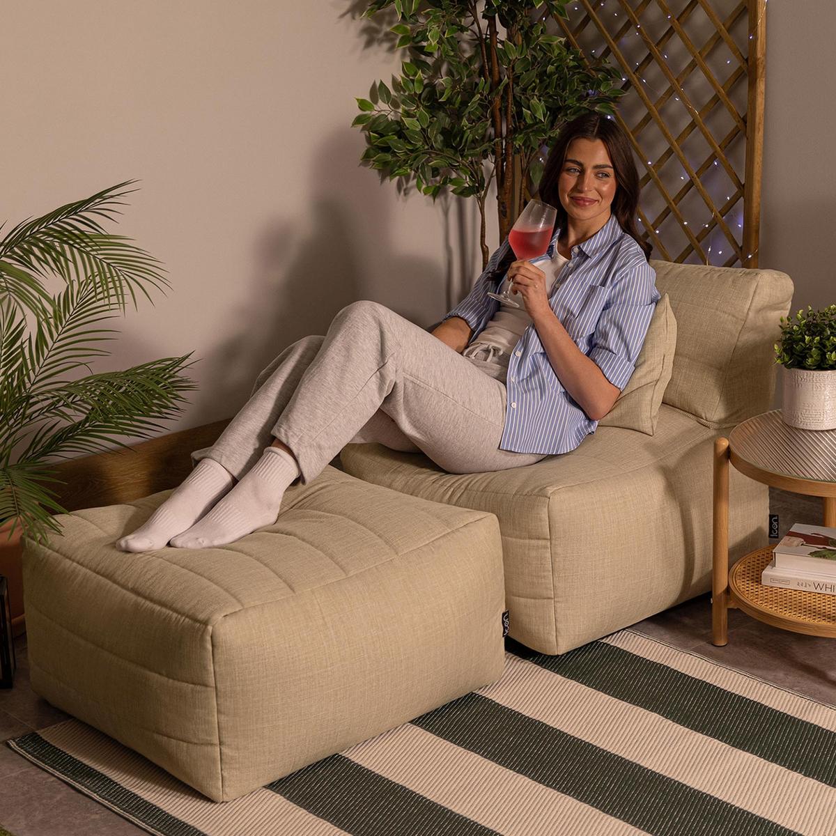 SITZSACK-SOFA 2-tlg. modular outdoor Noa - Beige, Textil (143/70/78cm) - icon