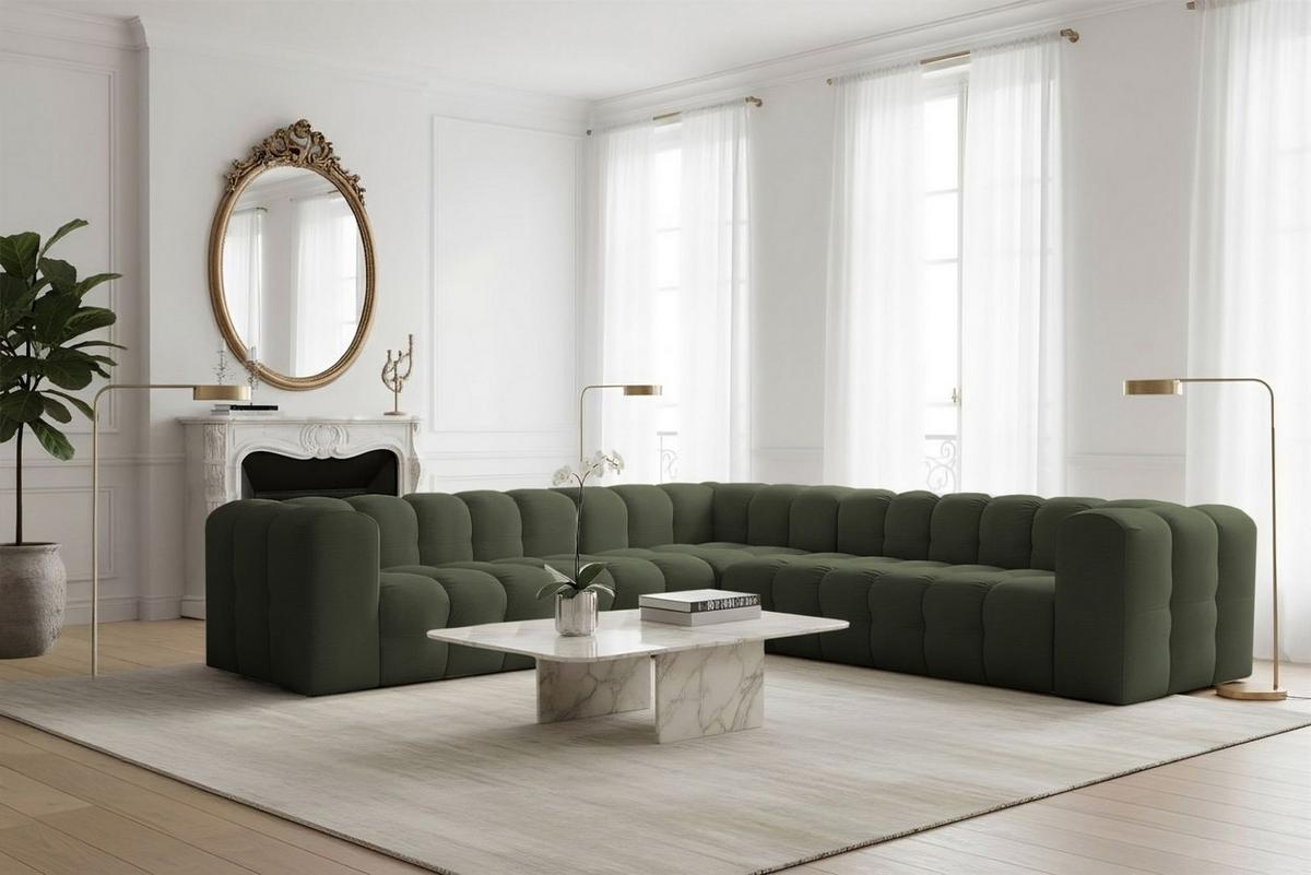 ECKSOFA Solvie In Tiffani - Grün, Holzwerkstoff/Textil (300/300cm) - Fun Möbel