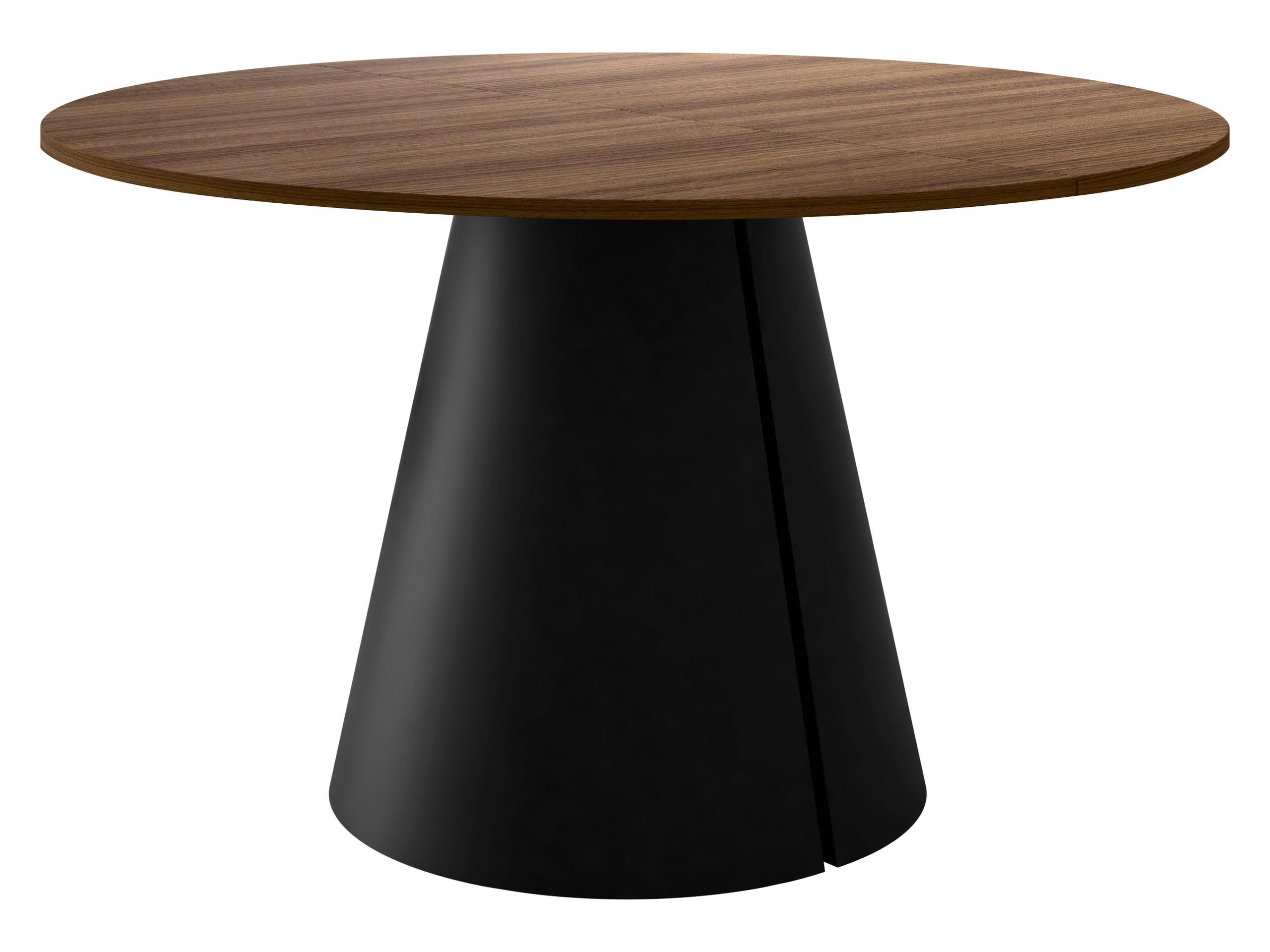 ESSTISCH Calma 120 - Nussbaumfarben/Schwarz, Holzwerkstoff/Metall (120/120/76cm) - MIRJAN24
