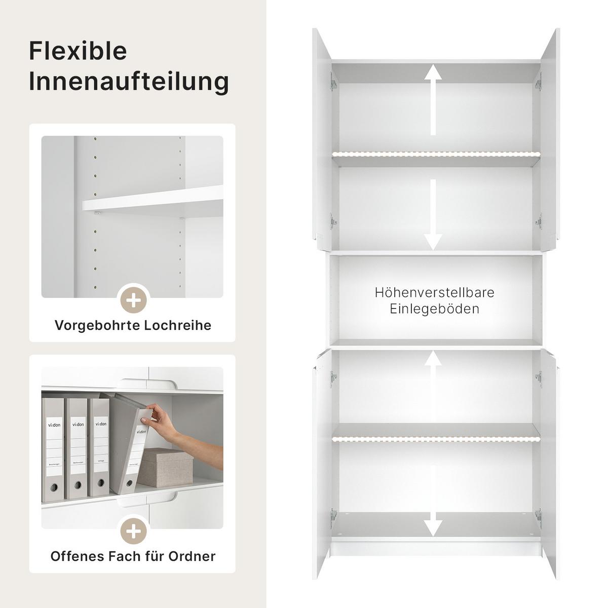 BÜROSCHRANK Logan Fronten in Cashmere - Kaschmir, Holzwerkstoff (82/184/37cm) - Vladon
