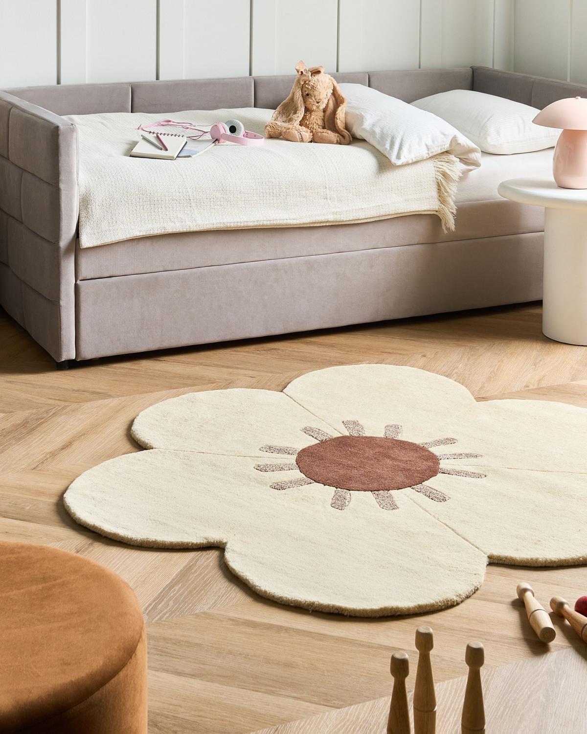 TEPPICH Beige 140 cm Wolle Manali - Beige, Textil (140/140cm) - Beliani