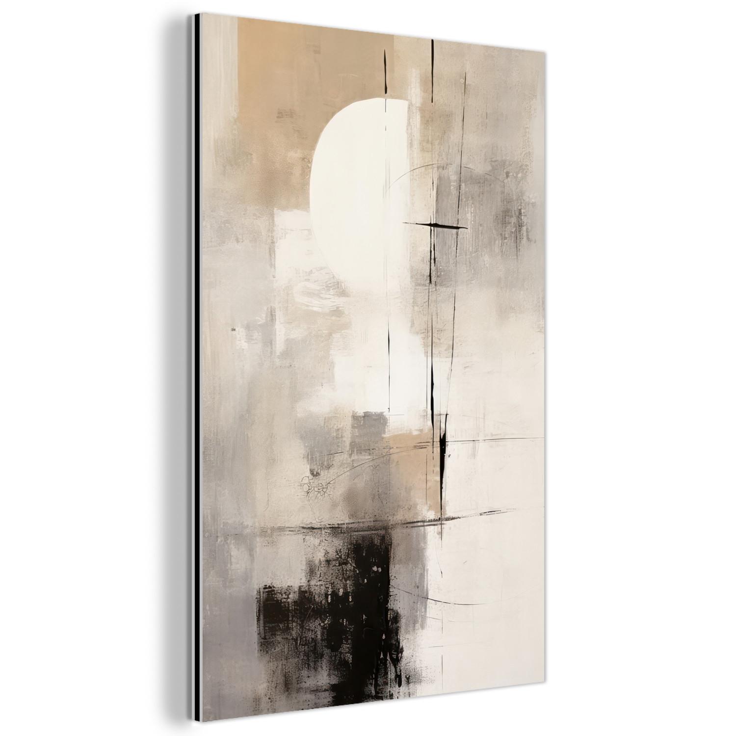METALLBILD Abstrakt - Kunst - Grau Deko Schlafzimmer 40x60 cm - Hellgrau, Metall (40/60cm) - MuchoWow